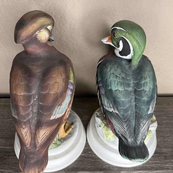 Set Of 2 Wood Duck By Andrea Collectible Bird Figurines 9" Tall Male Mom Babies - Picture 8 of 9